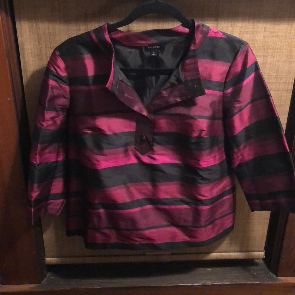 Talbots Maroon/Black Striped Shell - image 2